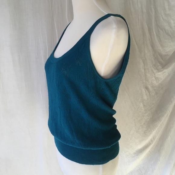 Dana Buchman Rayon Nylon Knit Sleeveless Tank Sz Large Teal Minimal Boho Office - Picture 8 of 12